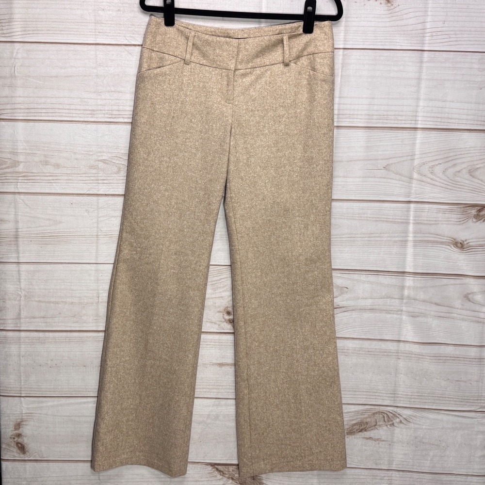 Express Design Studio Editor Tan Wool Blend Wide Leg Dress Pants Size 8
